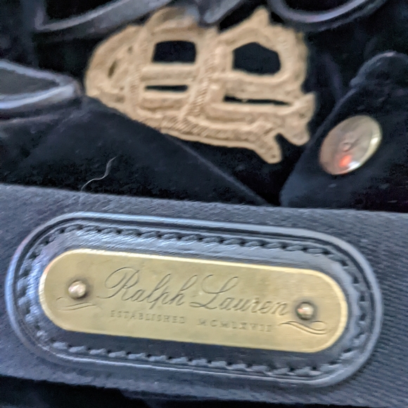 Ralph Lauren Black Velvet Back Pack with Monogram - Picture 8 of 12